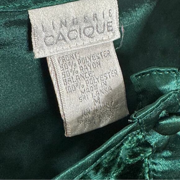 Cacique Floral Lace Teddy Lingerie Thong Bodysuit Hunter Green Size S - Picture 4 of 4